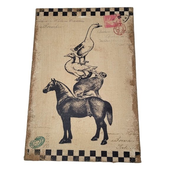 Other - Farmhouse Wall Decor Distressed Horse Bunny Rabbit Duck Goose Burlap canvas